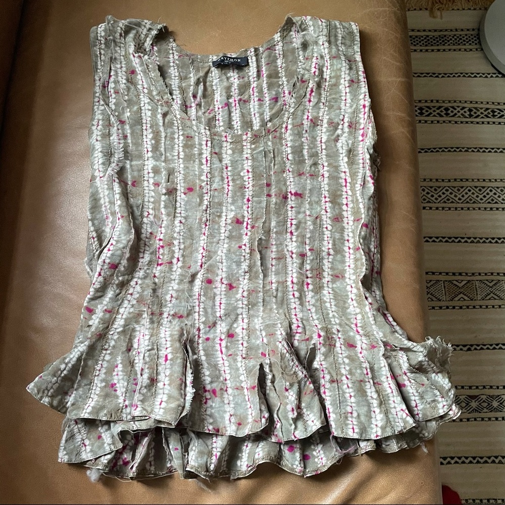 Gryphon tie dye shibori top 100% silk